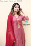Rust Stripe Kurta Set Cord Sets