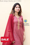 Rust Stripe Kurta Set Cord Sets