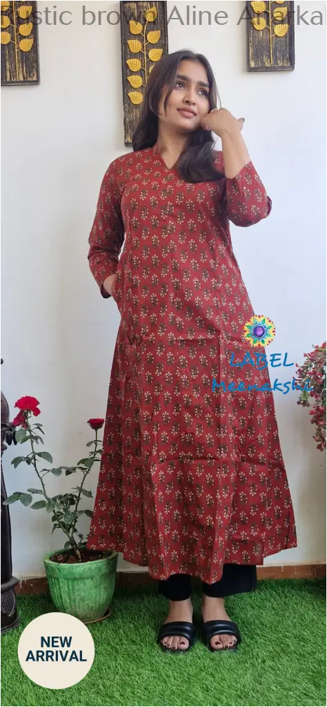 Rustic brown Aline anarkali kurta KURTAS