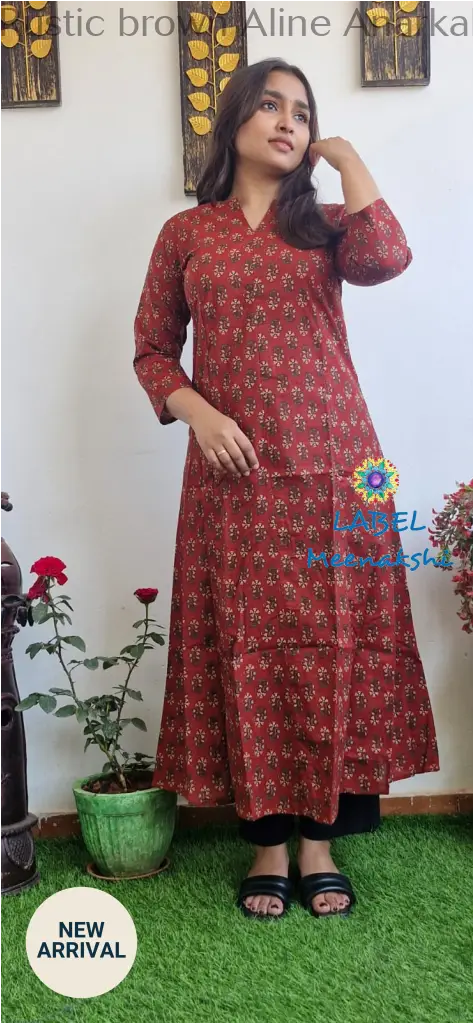 Rustic brown Aline anarkali kurta KURTAS