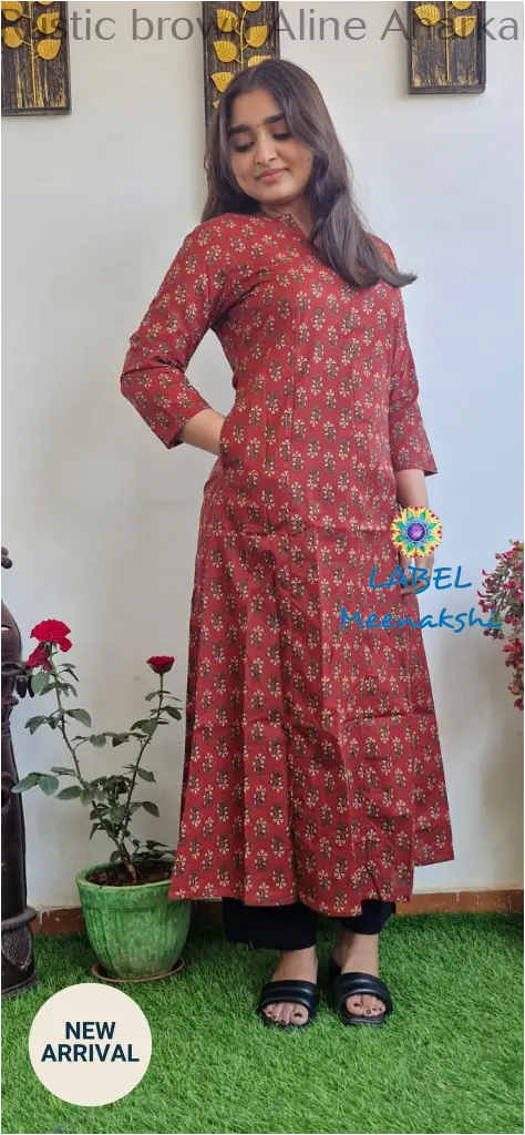 Rustic brown Aline anarkali kurta KURTAS