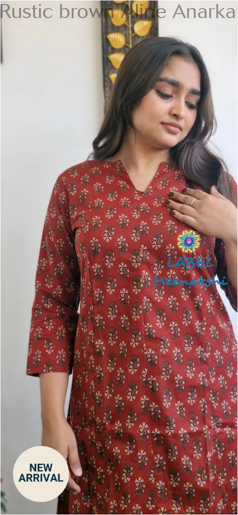 Rustic brown Aline anarkali kurta KURTAS