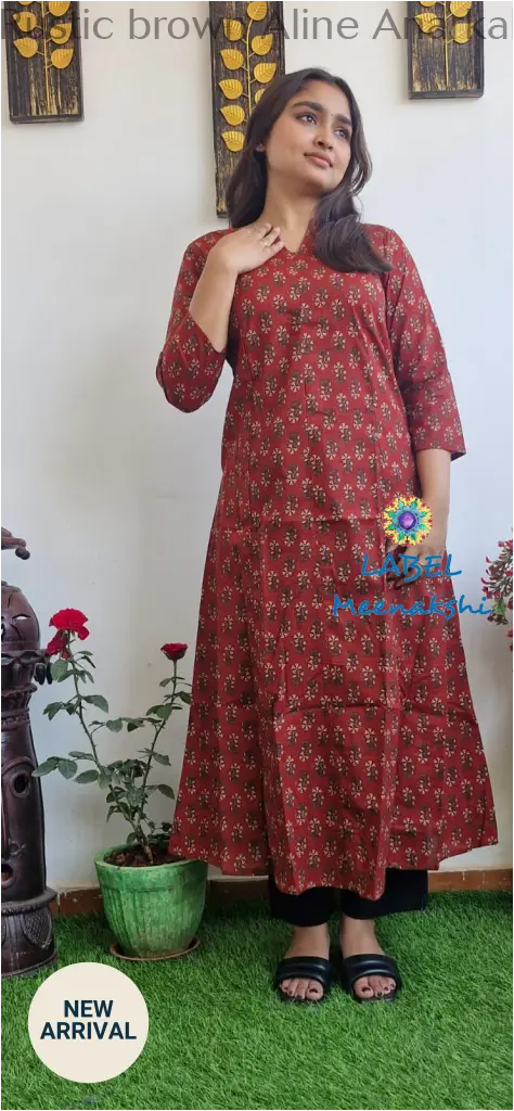 Rustic brown Aline anarkali kurta KURTAS