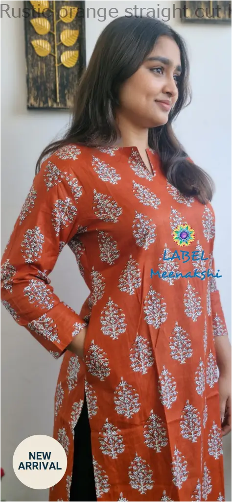 Rustic orange straight cut kurta KURTAS