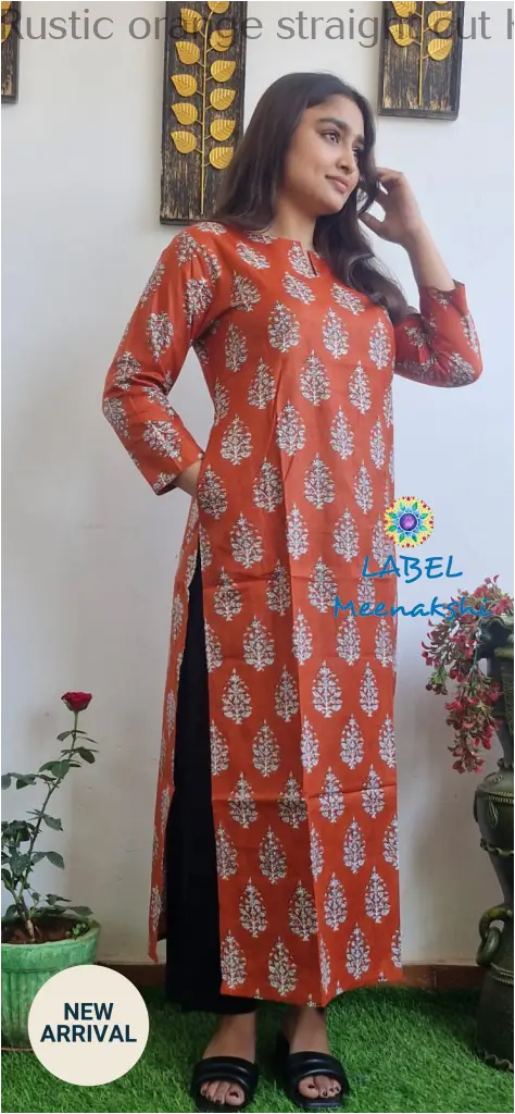 Rustic orange straight cut kurta KURTAS