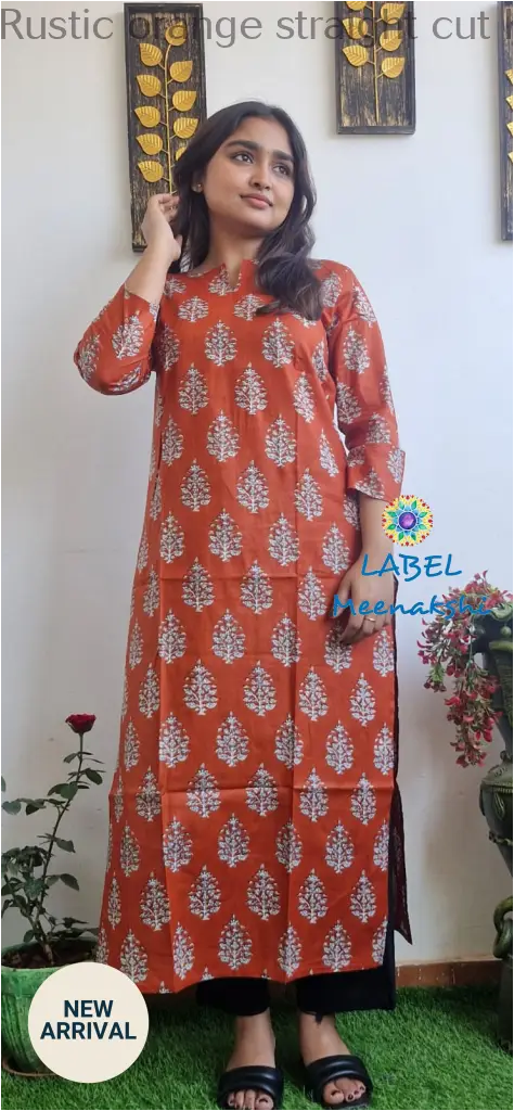 Rustic orange straight cut kurta KURTAS