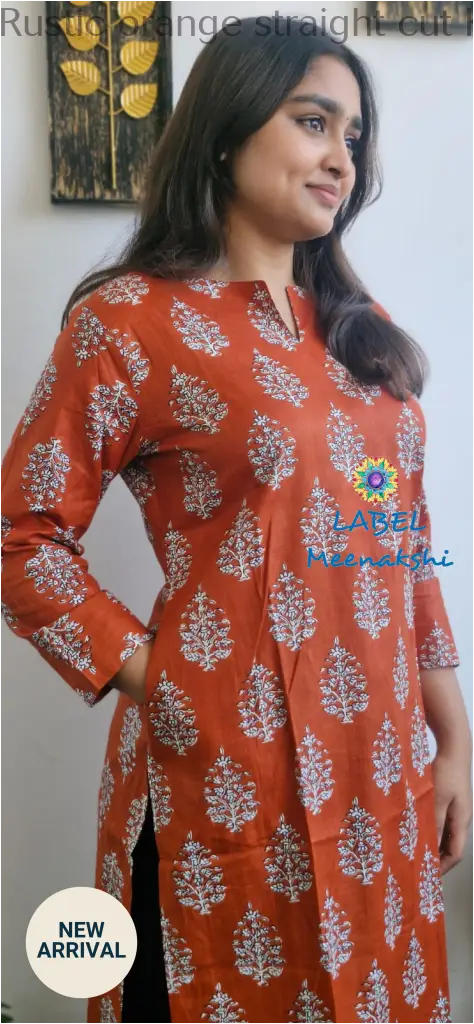 Rustic orange straight cut kurta KURTAS