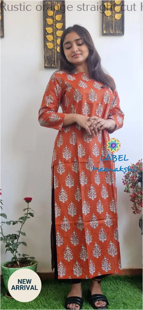 Rustic orange straight cut kurta KURTAS