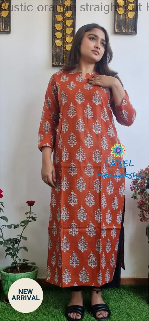 Rustic orange straight cut kurta KURTAS