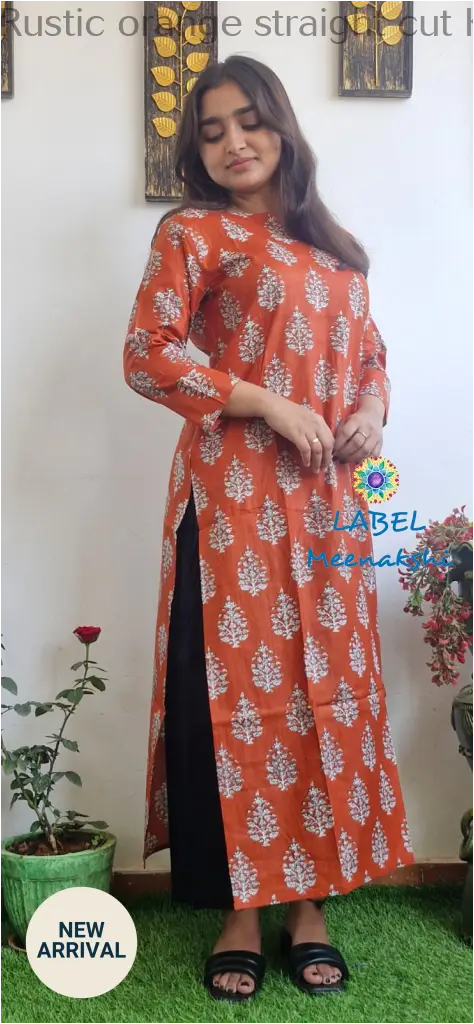 Rustic orange straight cut kurta KURTAS