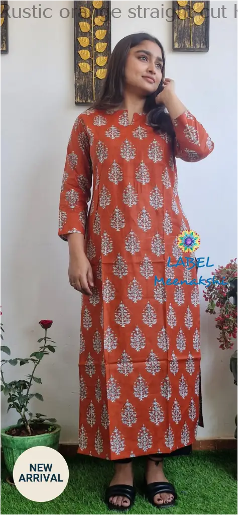 Rustic orange straight cut kurta KURTAS