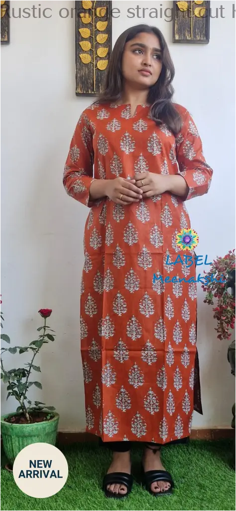 Rustic orange straight cut kurta KURTAS