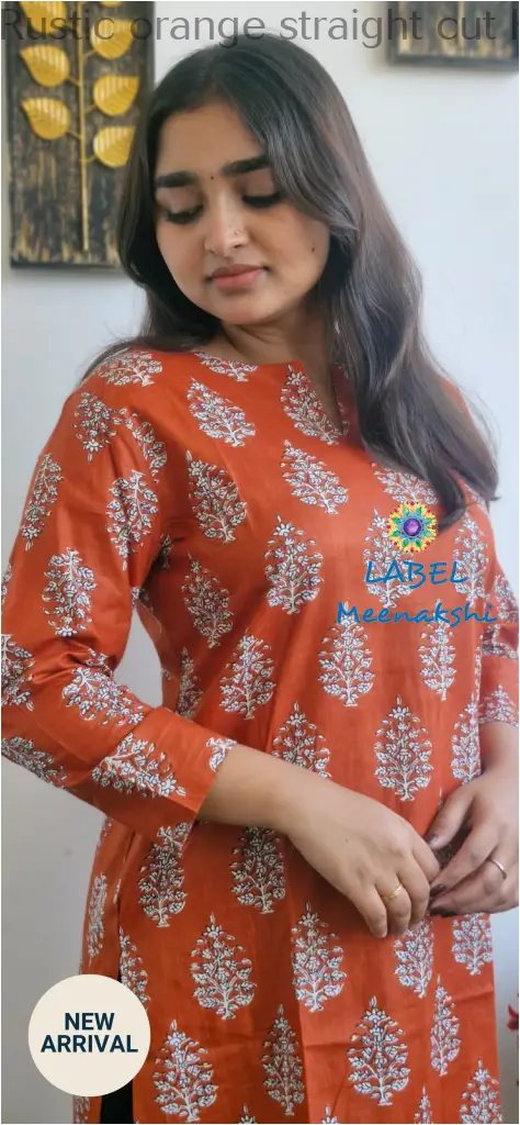 Rustic orange straight cut kurta KURTAS