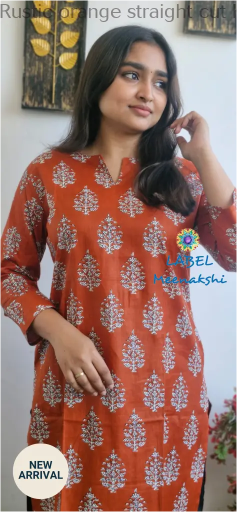 Rustic orange straight cut kurta KURTAS