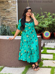 Seagreen & Black Summer Floral Anarkali Anarkali