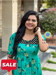 Seagreen & Black Summer Floral Anarkali Anarkali