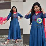 Teel Blue With Banaras Anarkali Sets