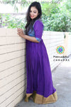Violet & Aqua Checks Long Dress Ethnic