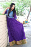 Violet & Aqua Checks Long Dress Ethnic