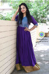 Violet & Aqua Checks Long Dress S Ethnic