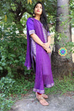 Violet Banaras Silk Kurta With Duppatta Kurtas