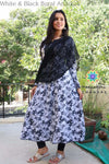 White & Black Floral Anarkali With Dupatta Sets