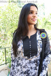 White & Black Floral Anarkali With Dupatta Sets