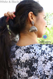 White & Black Floral Anarkali With Dupatta Sets