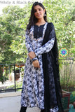 White & Black Floral Anarkali With Dupatta S Sets