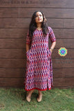 Wine Ikkat Fit & Flare Dress Casuals