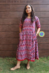 Wine Ikkat Fit & Flare Dress Casuals