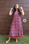 Wine Ikkat Fit & Flare Dress Casuals