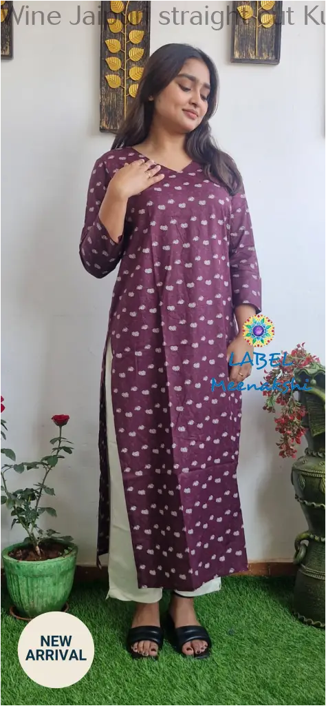 Wine Jaipuri straight cut kurta KURTAS