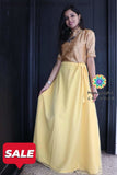 Yellow And Golden Beige Skirt Crop Top Skirts & Tops