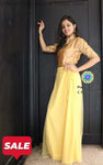 Yellow And Golden Beige Skirt Crop Top Skirts & Tops