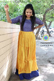 Yellow & Blue Sequence Work Long Dress Ethnic