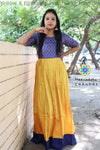 Yellow & Blue Sequence Work Long Dress Ethnic