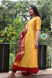 Yellow & Merron Anarkali With Duppatta Sets