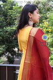 Yellow & Merron Anarkali With Duppatta Sets