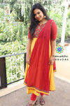 Yellow & Red Kalamkari Anarkali Sets