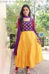 Yellow & Violet Anarkali With Dupatta Sets